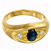 Anello - 18 carati Oro giallo - 0.58ct. tw. Zaffiro - Diamante