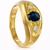 Anello - 18 carati Oro giallo - 0.58ct. tw. Zaffiro - Diamante