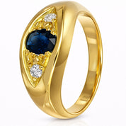 Anello - 18 carati Oro giallo - 0.58ct. tw. Zaffiro - Diamante