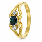 Anello - 18 carati Oro giallo, Oro bianco - 0.41ct. tw. Zaffiro - Diamante