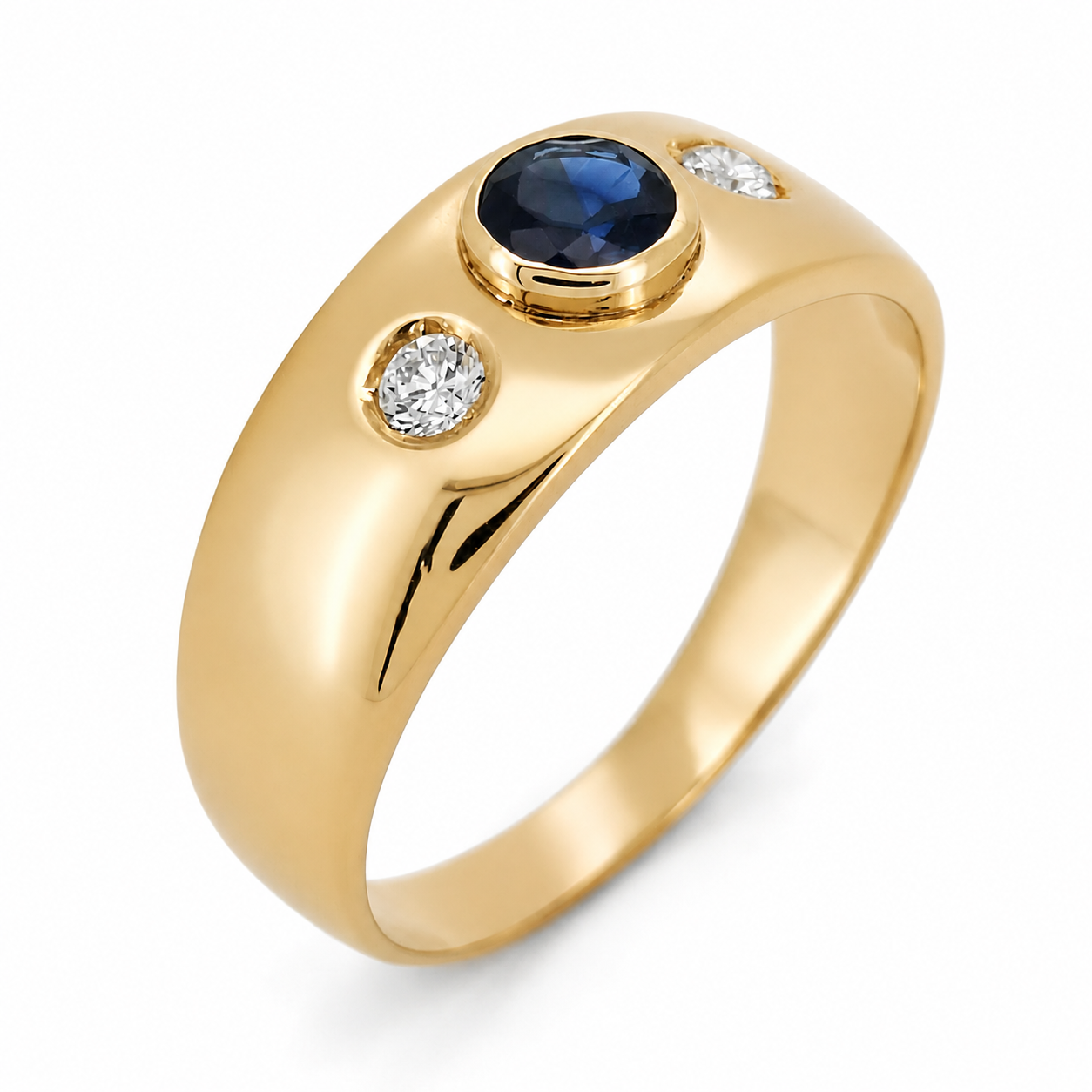 Anello - 18 carati Oro giallo - 0.43ct. tw. Zaffiro - Diamante - Made in Italy - Handmade