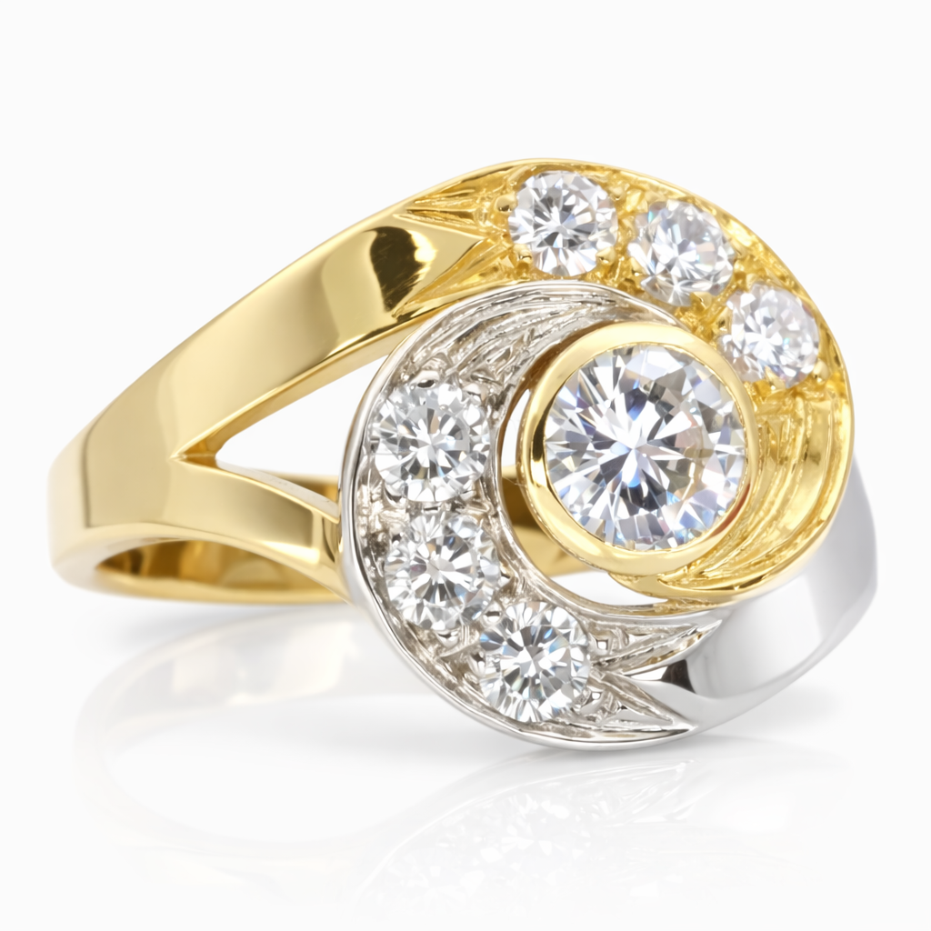 Anello - 18 carati Oro bianco, Oro giallo - 0.90ct. tw. Diamante (Naturale)