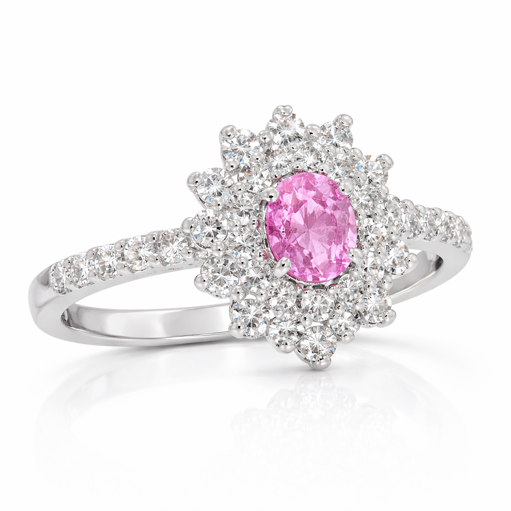 Anello - 18 carati Oro bianco - 0.73ct. tw. Zaffiro - Diamante