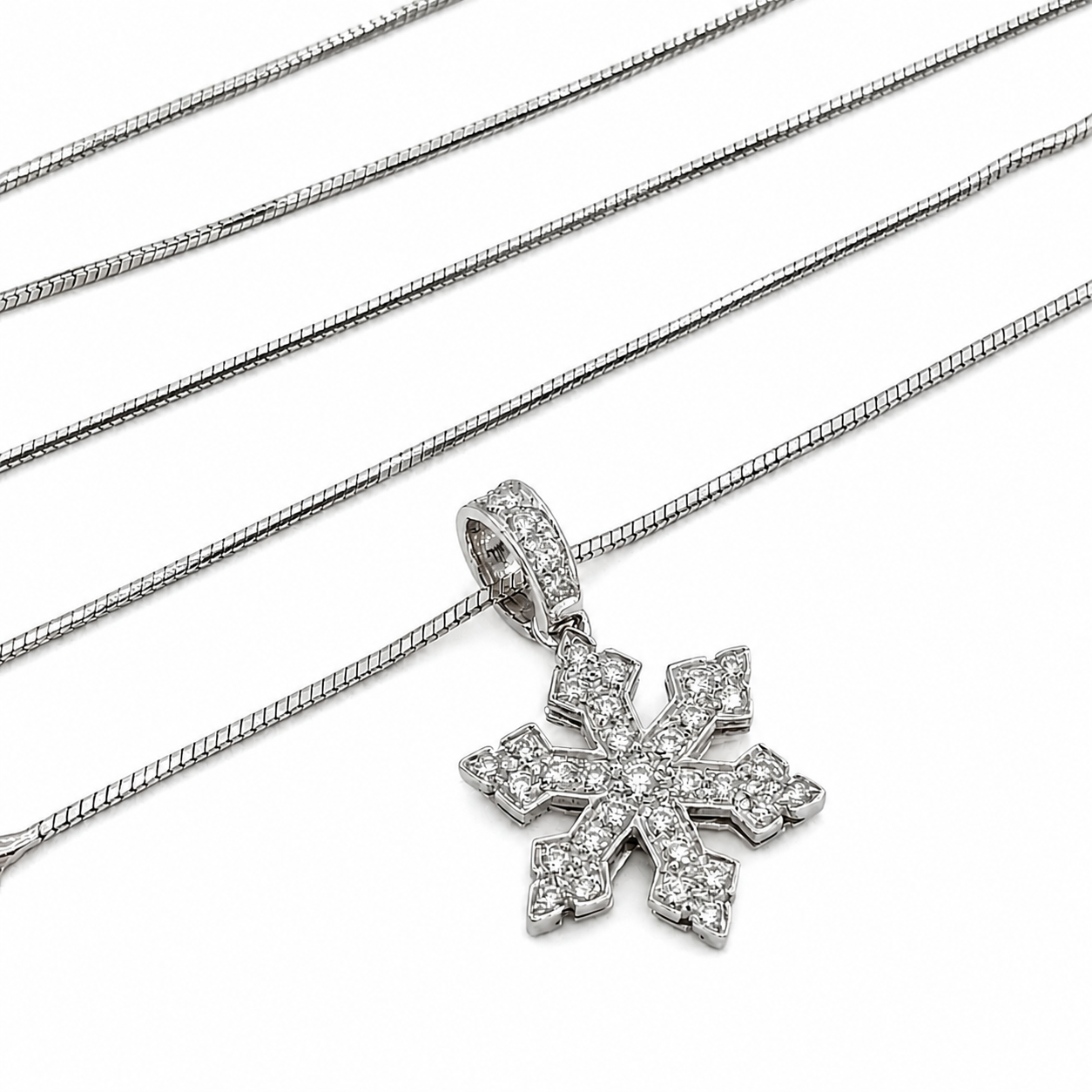 Collana con ciondolo - 18 carati Oro bianco - 0.38ct. tw. Diamante - Made in Italy - Handmade