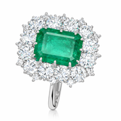 Anello - 18 carati Oro bianco - 4.66ct. tw. Smeraldo - Diamante