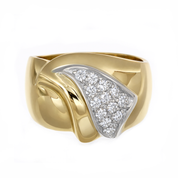 Anello - 18 carati Oro giallo, Oro bianco Diamante (Naturale)