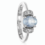 Anello - 18 carati Oro bianco - 1.39ct. tw. Acquamarina - Diamante