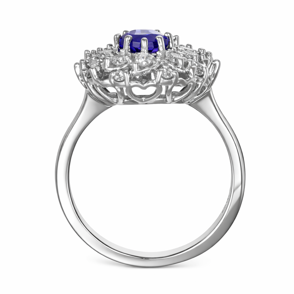 Anello - 18 carati Oro bianco - 1.85ct. tw. Tanzanite - Diamante