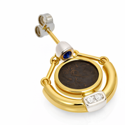 Orecchini - 18 carati Oro bianco, Oro giallo - 0.14ct. tw. Zaffiro - Diamante