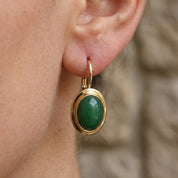 Orecchini - 18 carati Oro giallo, Agata verde - 3.00ct. tw. - Made in Italy - Handmade