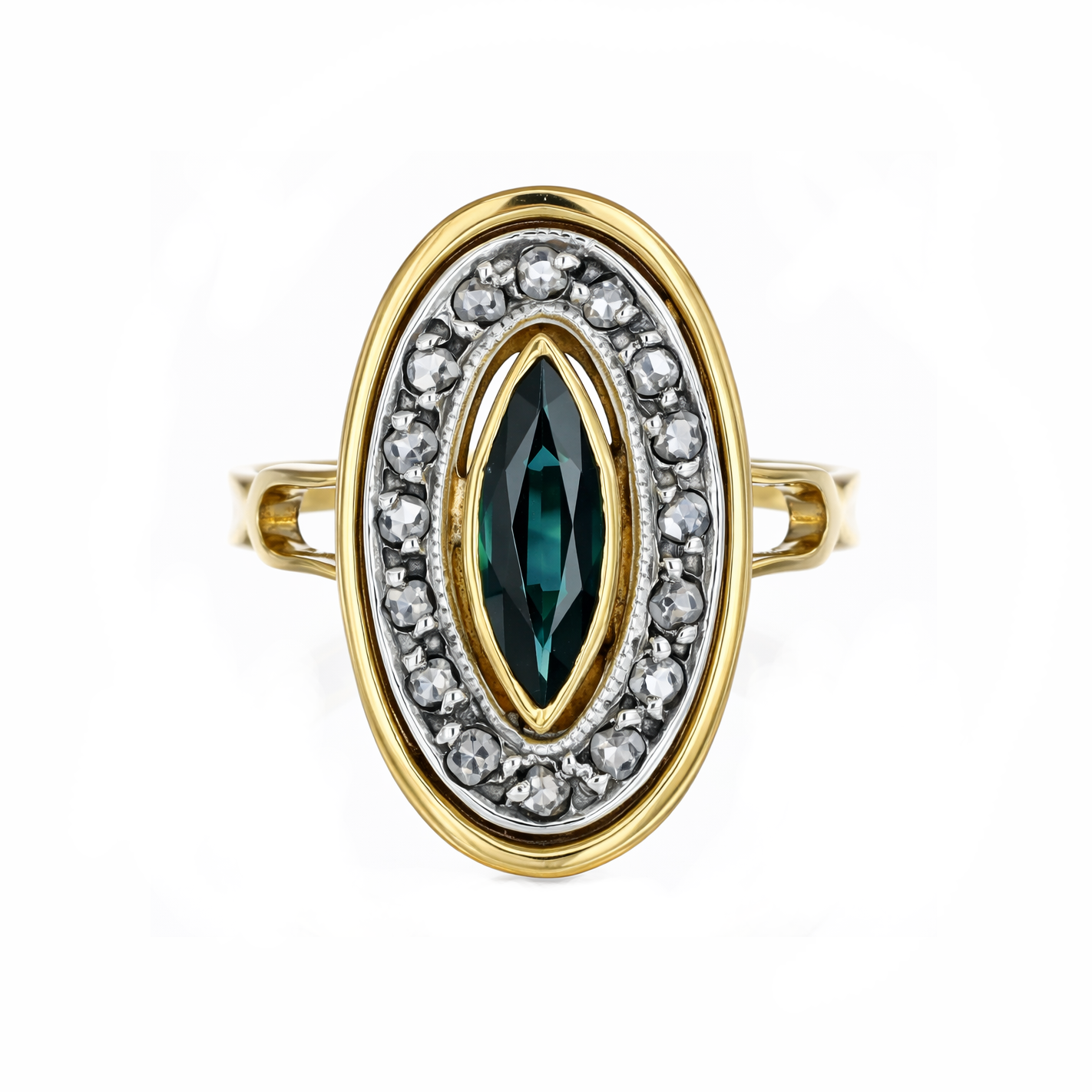 Anello - 18 carati Oro giallo - 0.92ct. tw. Zaffiro - Diamante