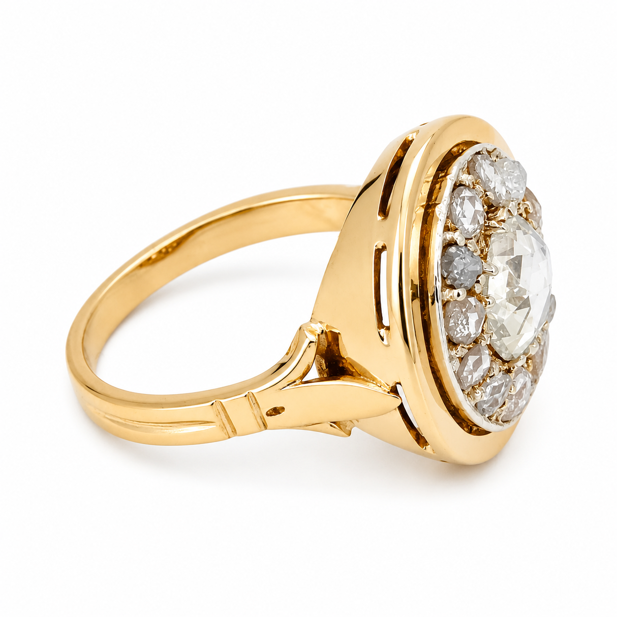 Anello - 18 carati Oro giallo, Argento - 1.80ct. tw. Diamante (Naturale) - Made in Italy - Handmade