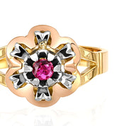 Anello - 18 carati Oro giallo, Oro rosa, Oro bianco - 0.13ct. tw. Rubino