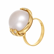 Anello - 18 carati Oro giallo - 0.16ct. tw. Diamante (Naturale) - Perla
