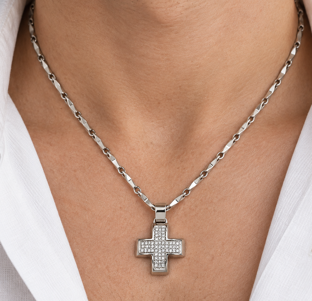 Collana con ciondolo - 18 carati Oro bianco - 0.30ct. tw. Diamante (Naturale) - Made in Italy