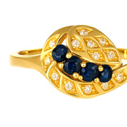 Anello - 18 carati Oro giallo - 0.36ct. tw. Zaffiro - Diamante