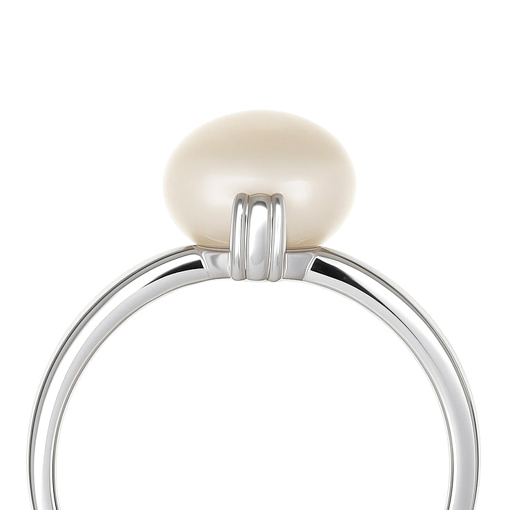 Anello - 18 carati Oro bianco - 0.01ct. tw. Diamante (Naturale) - Perla