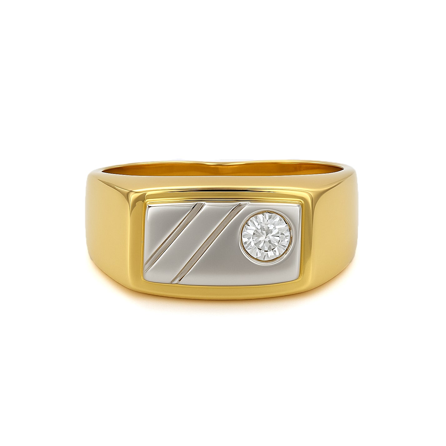 Anello - 18 carati Oro bianco, Oro giallo - 0.08ct. tw. Diamante (Naturale)