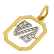 Ciondolo in Oro giallo ,Oro Bianco 18 carati- Diamanti