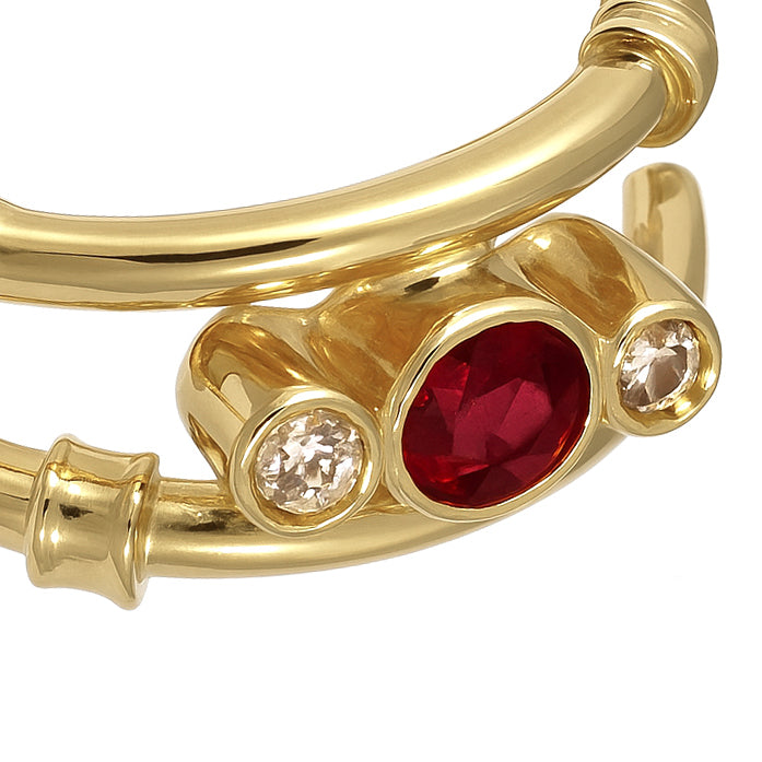 Anello - 18 carati Oro giallo - 0.33ct. tw. Rubino - Diamante
