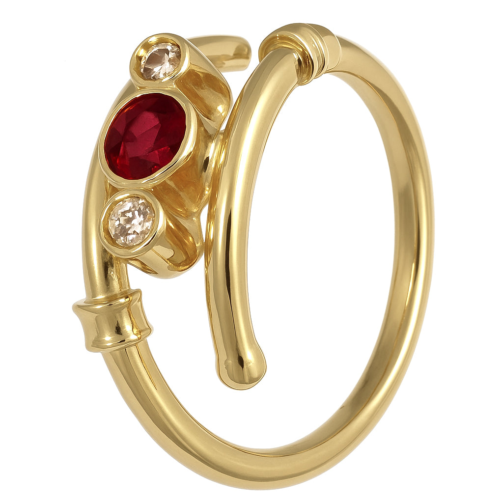 Anello - 18 carati Oro giallo - 0.33ct. tw. Rubino - Diamante