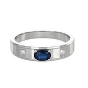 Anello - 18 carati Oro bianco - 0.32ct. tw. Zaffiro - Diamante