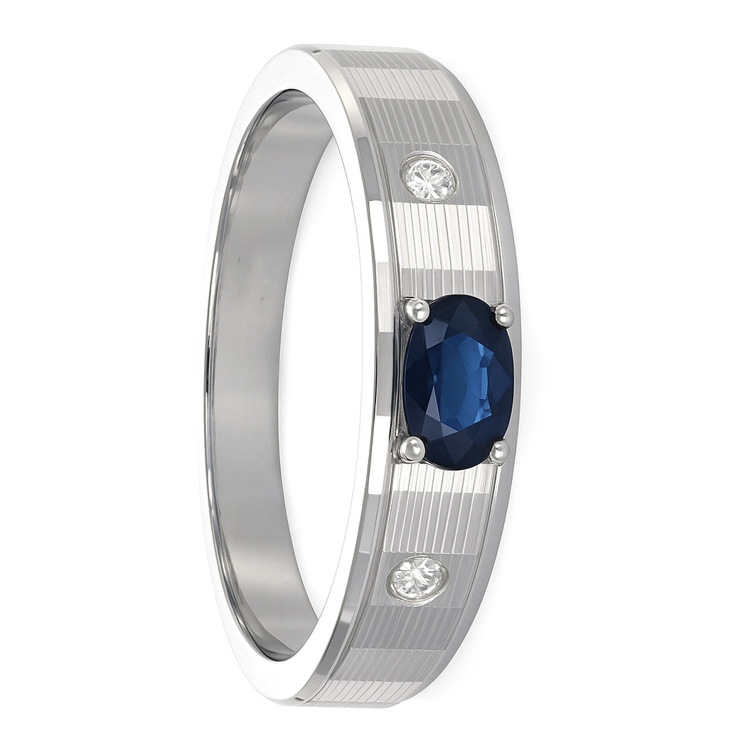 Anello - 18 carati Oro bianco - 0.32ct. tw. Zaffiro - Diamante