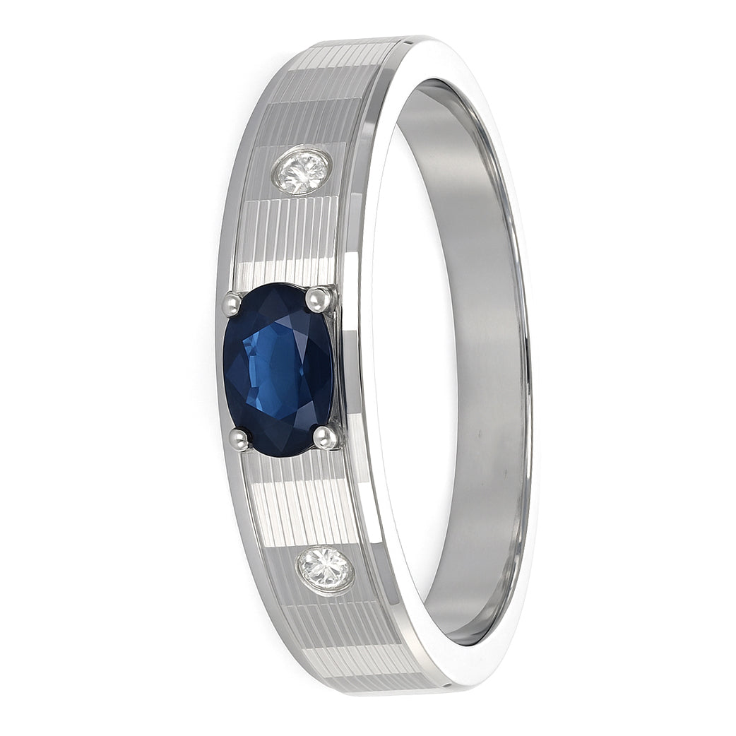 Anello - 18 carati Oro bianco - 0.32ct. tw. Zaffiro - Diamante