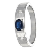 Anello - 18 carati Oro bianco - 0.32ct. tw. Zaffiro - Diamante