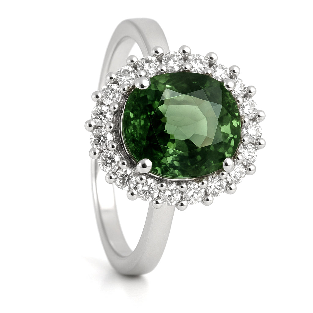 Anello - 18 carati Oro bianco - 2.25ct. tw. Tormalina - Diamante