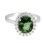 Anello - 18 carati Oro bianco - 2.25ct. tw. Tormalina - Diamante