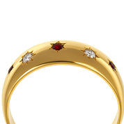 Anello - 18 carati Oro giallo - 0.14ct. tw. Rubino - Diamante