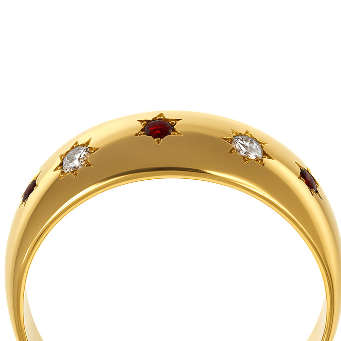 Anello - 18 carati Oro giallo - 0.14ct. tw. Rubino - Diamante