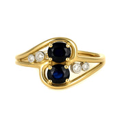 Anello - 18 carati Oro bianco, Oro giallo - 0.76ct. tw. Zaffiro - Diamante