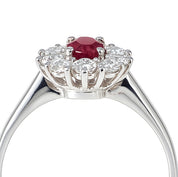 Anello - 18 carati Oro bianco - 1.60ct. tw. Rubino - Diamante