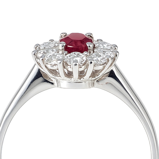 Anello - 18 carati Oro bianco - 1.60ct. tw. Rubino - Diamante