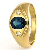 Anello - 18 carati Oro giallo - 0.73ct. tw. Zaffiro - Diamante