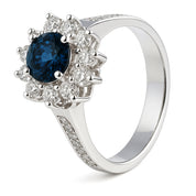 Anello - 18 carati Oro bianco - 0.80ct. tw. Zaffiro - Diamante