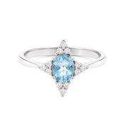 Anello - 18 carati Oro bianco - 0.92ct. tw. Acquamarina - Diamante