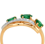 Anello - 14 carati Oro bianco, Oro giallo - 0.61ct. tw. Smeraldo - Diamante