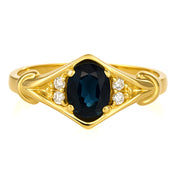 Anello - 18 carati Oro giallo - 0.72ct. tw. Zaffiro - Diamante