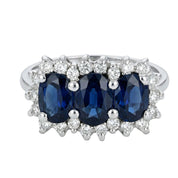 Anello - 18 carati Oro bianco - 3.73ct. tw. Zaffiro - Diamante