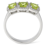 Anello - 18 carati Oro bianco - 1.09ct. tw. Peridoto - Diamante