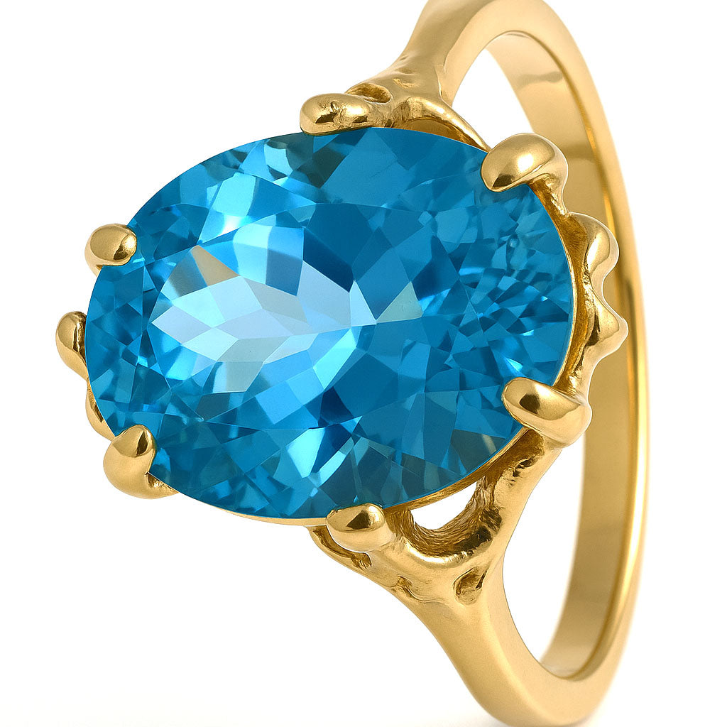 Anello - 18 carati Oro giallo - 4.40ct. tw. Topazio
