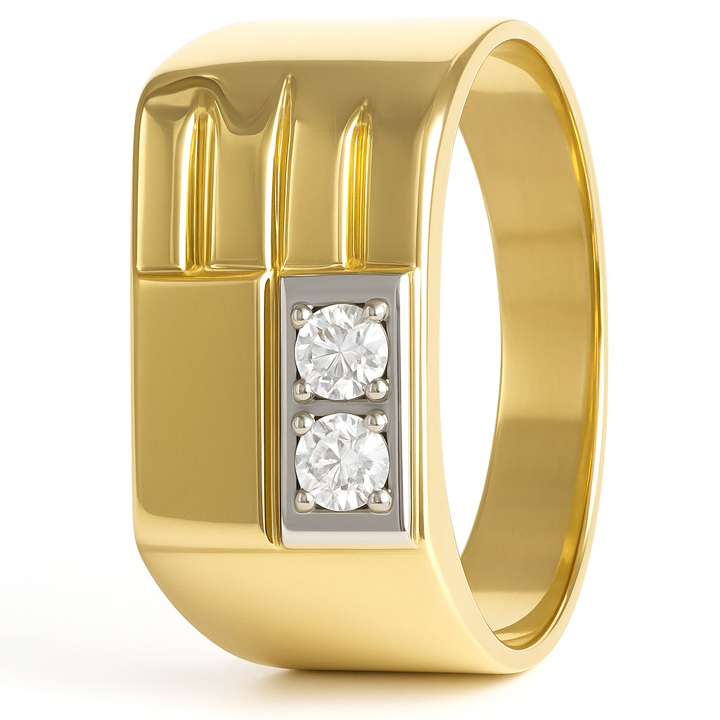 Anello - 18 carati Oro bianco, Oro giallo - 0.06ct. tw. Diamante (Naturale)