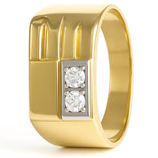 Anello - 18 carati Oro bianco, Oro giallo - 0.06ct. tw. Diamante (Naturale)