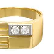 Anello - 18 carati Oro bianco, Oro giallo - 0.06ct. tw. Diamante (Naturale)