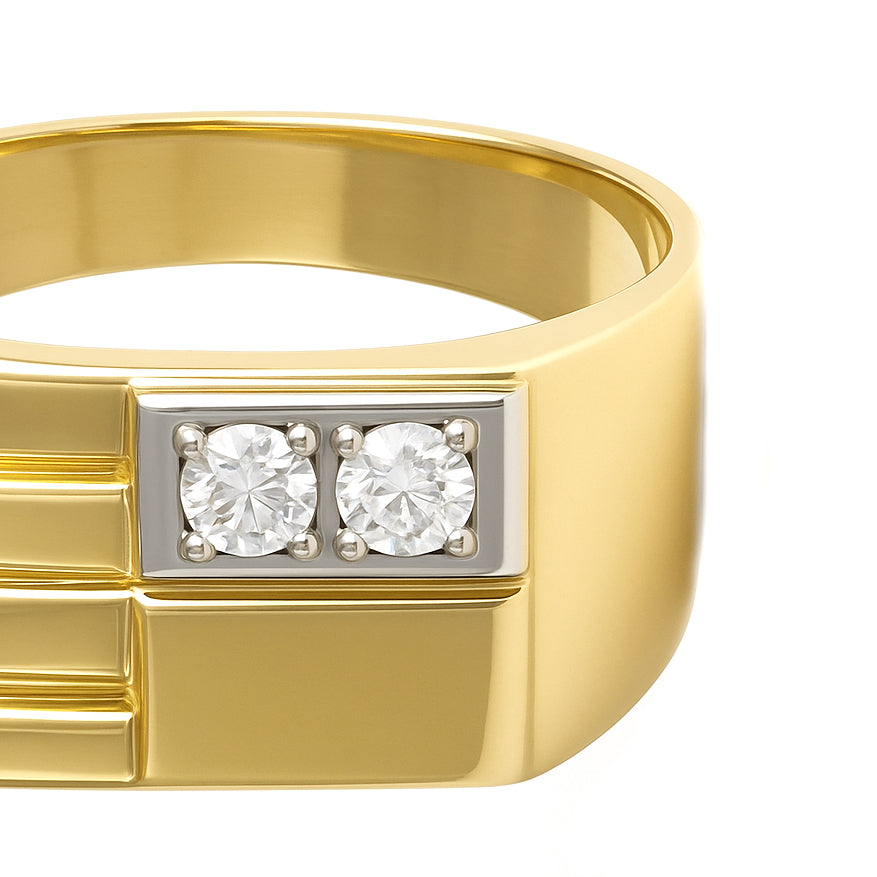 Anello - 18 carati Oro bianco, Oro giallo - 0.06ct. tw. Diamante (Naturale)