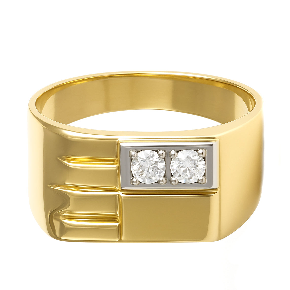 Anello - 18 carati Oro bianco, Oro giallo - 0.06ct. tw. Diamante (Naturale)