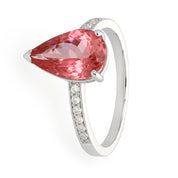 Anello - 18 carati Oro bianco - 3.15ct. tw. Tormalina - Diamante